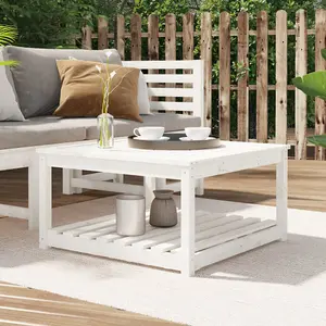 Berkfield Garden Table White 82.5x82.5x45 cm Solid Wood Pine