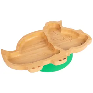 Tiny Dining - Children's Bamboo Suction Dinosaur Plate - Green