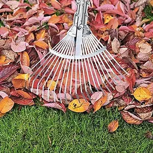 AAMEN Garden Telescopic Adjustable Leaf Rake Artificial Grass Soil Rake