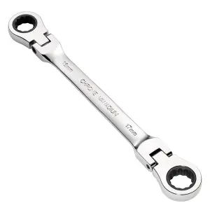 Draper Tools HI-TORQ Metric Flexible Head Double Ring Ratchet Spanner, 16 x 17mm