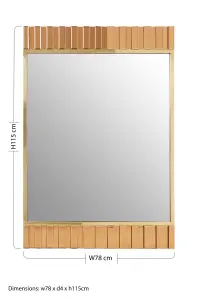 Interiors by Premier Accent Mirror With Metallic Gold Fringes, Sleek Luxe-Style Rectangular New Mirror, Modern Wall Mirror