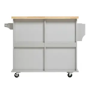 Modern Rolling Kitchen Island Cart Storage Trolley Cart in Grey 82cm (H)