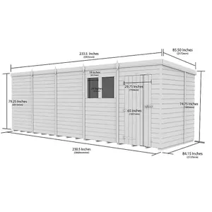 DIY Sheds 20x7 Pent Shed - Single Door With Windows