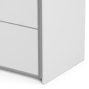 Verona Sliding Wardrobe 180cm in White with White Doors with 2 Shelves