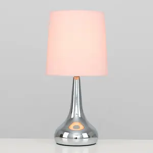 Chasse Metal Table Lamp (Set of 2) Chrome Base / Dusky Pink Shade / Included