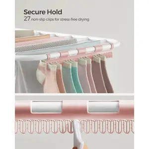 Steel Foldable Gullwing Drying Rack White/Pink / 147cm W x 56cm D