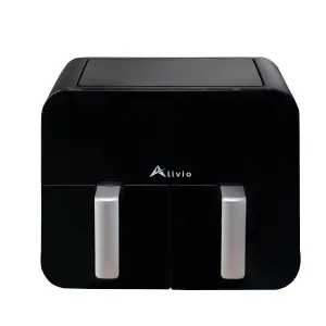 Alivio 9L Double Basket Air Fryer 2400W, Visual Window Adjustable Temperature, Healthy Cooking Large Dual Basket Air Fryer - Black