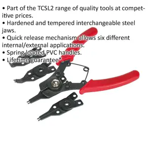 Versatile Internal and External Circlip Pliers Set with Quick Release Mechanism