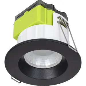 Luceco FType Mk2 Matt Black Fixed LED Fire-rated Cool & warm Downlight 6W IP65