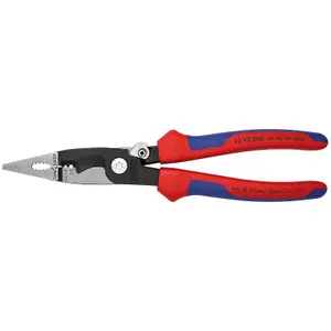 KNIPEX 13 92 200 Pliers for Electrical Installation with multi-component grips black atramentized, 200mm 24376