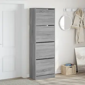 Berkfield Shoe Cabinet with 4 Flip-Drawers Grey Sonoma 60x34x187.5 cm