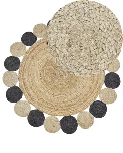 Round Jute Area Rug 140 cm Black VOSTAN