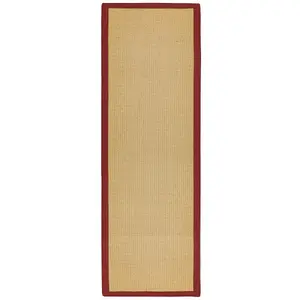 Red Bordered Plain Modern Easy to clean Rug for Dining Room Bed Room and Living Room-68 X 300cm (Runner)