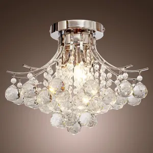 HOMCOM Modern K9 Crystal Chandelier Ceiling Lighting Pendant Lamp with 3 Light