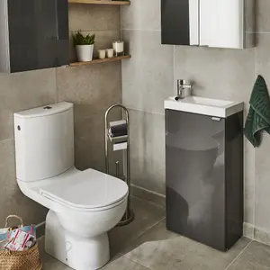 GoodHome Imandra Gloss Anthracite Single Freestanding Bathroom Cloakroom unit (H) 790mm (W) 43.6mm