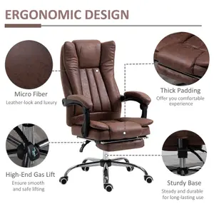 Vinsetto Executive Office Chair Computer Desk Chair for Home w/ Footrest, Brown