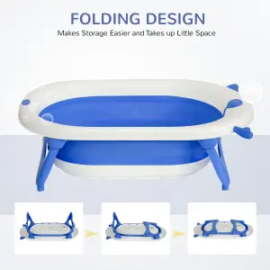 HOMCOM Foldable Baby Bath Tub Ergonomic with Temperature-Induced Plug