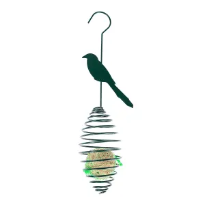 Homescapes Metal Spring Bird Feeder with Bird Decoration, Great Tit