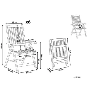 Set of 6 Garden Chairs JAVA Acacia Wood Light Wood