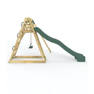 Rebo Children's Wooden Pyramid Activity Frame with Swings and 10ft Kids Water Slide - Angel