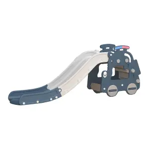 Little Police Car Theme Outdoor Plastic Climber and Slide Set for Toddler,Blue