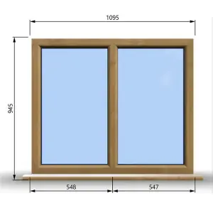 1095mm (W) x 945mm (H) Wooden Stormproof Window - 2 Non-Opening Windows - Toughened Safety Glass