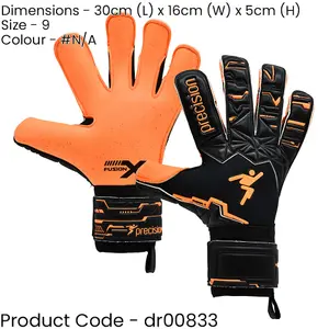 Size 9 Professional ADULT Goal Keeping Gloves - Fusion X Orange Keeper Glove