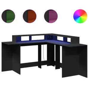 Berkfield Desk with LED Lights Black 152x152x91 cm Engineered Wood