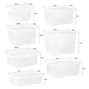 Wham 7 Piece Multisize Crystal Stackable Plastic Storage Box & Lid Set Clear