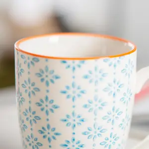 Nicola Spring - Nicola Spring - Hand-Printed Mug - 330ml - Blue