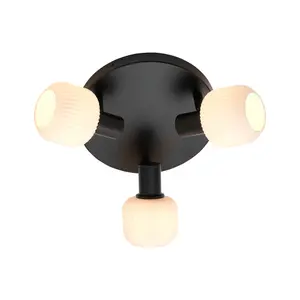 Nordlux Milford Mini 3-Rondel Indoor Living Dining Kitchen Bedroom Ceiling Light In Black (Diam) 10cm