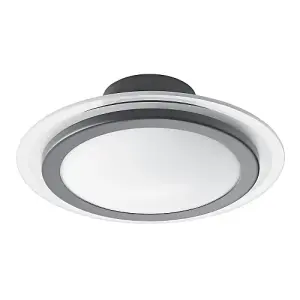 Modern and Sleek Semi Flush LED Powered Ceiling Light Fitting in Matt Black