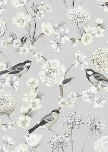 Muriva Grey Floral 3D effect Patterned Wallpaper