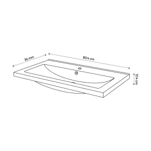 GoodHome Nira Gloss White Rectangular Vanity Basin (W)80cm