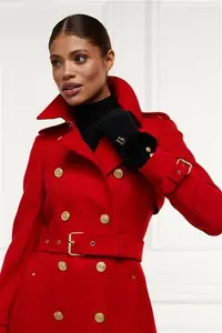 Holland Cooper Full Length Marlborough Trench Coat Red Barathea Women's Size 12