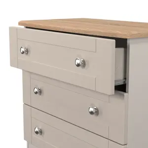 Sussex Ready assembled Beige & oak 3 Drawer Chest (H)692mm (W)765mm (D)415mm