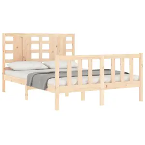 Berkfield Bed Frame with Headboard Small Double Solid Wood