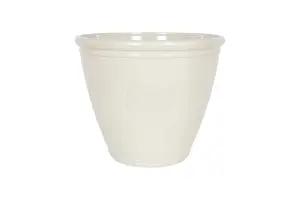 Pot Planter Indoor or Outdoor Lightweight Recycled Plastic Garden Small Eden Emblem Plant Pot -  L40 x W40 x H30 cm - White