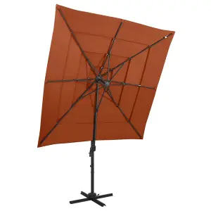 Berkfield 4-Tier Parasol with Aluminium Pole Terracotta 250x250 cm