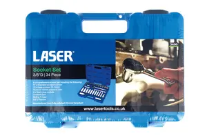 Laser 3496 34pc Socket Set 3/8" Drive 6pt Deep & Standard Metric