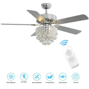 Modern Adjustable Lighting Ceiling Fan Light Fixture with Remote Control 52 Inch