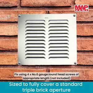 Metal Louvre Air Vent Cover, Suitable for Venting Gas Appliances Internal External Wall, for Openings 9 x 9" (229 x 229mm), Silver