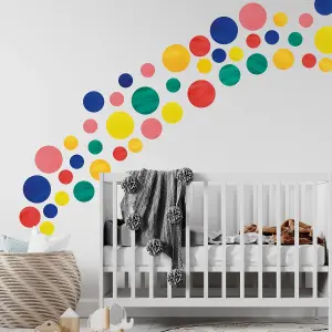 Walplus Watercolour Circles Colourful Rainbow X 3 Kids Sticker PVC Multicoloured, Yellow, Green