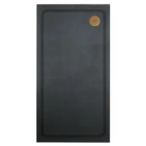 Aquadart Luxury Black Slate Effect Shower Tray - Brushed Brass Waste - Rectangular - 1500 x 800mm