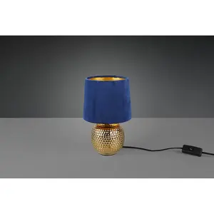 Luminosa Sophia Modern Table Lamp with Round Tapered Shade Gold Blue Shade - UK Stock