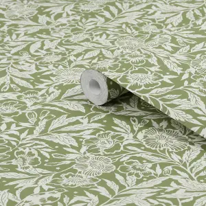 Twilight Ditsy Floral Green Wallpaper