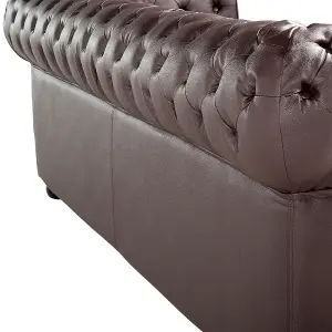 Leather Living Room Set Brown CHESTERFIELD