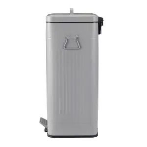 30L Steel Square Retro Kitchen Pedal Waste Bin Light Grey