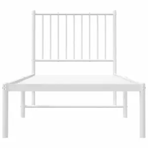 Berkfield Metal Bed Frame with Headboard White 75x190 cm 2FT6 Small Single