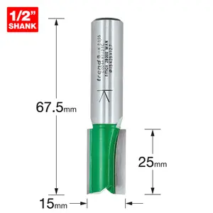 Trend C024AX1/2TC 1/2" Two Flute TCT Cutter 15mm x 25mm Carbide Router Bit